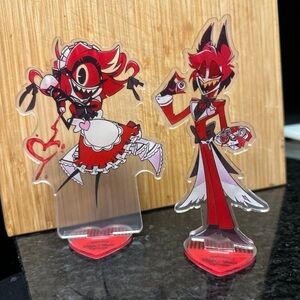 Bundle lot set 2 Hazbin Hotel maid cafe anime acrylic figure standee